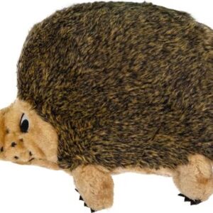 Petify HedgehogZ X-Large squeaky plush dog toy, brown hedgehog-shaped soft chew toy